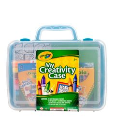 a plastic case with crayons in it