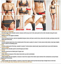 the instructions for how to wear bikinis in different styles and sizes, including bras