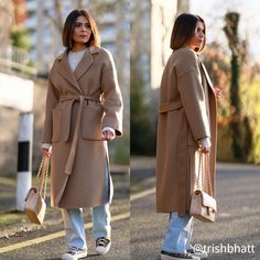 ★★ Welcome to my Ylistyle shop！！！ Thanks for @trishbhatt wearing Ylistyle's camel wool coat. All our orders are tailor-made for you. specially made for you. I design new styles every week, please collect my store. I believe that you will meet your favorite styles. This elegant camel coat features a classic wrap, belted waist and full length sleeves. The perfect drape for a relaxed style that's easy to style. ★★ FEATURES 50% wool, 50% fiber, nylon Two side pockets Has no Buttons, Belted closure L Trendy Wool Coat For Winter Workwear, Chic Camel Wool Coat For Work, Chic Camel Wool Coat For Fall, Camel Long Sleeve Wool Coat For Winter, Camel Wool Coat With Long Sleeves For Winter, Camel Wool Long Coat For Winter, Camel Wool Coat For Workwear In Fall, Trendy Long Wool Coat For Work, Camel Wool Coat