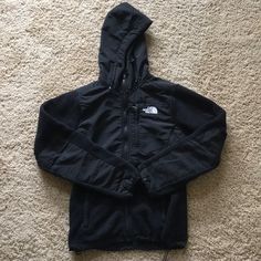 Black Full-Zip Fleece Jacket With Hood From The North Face. Size Xs But Could Fit S, Perfect Condition. Emo Jackets Hoodie, Black Winter Hooded Jacket With Zip Fly, Black Hooded Jacket With Zip Fly For Winter, Black Windproof Fleece Jacket For Streetwear, Black Windproof Fleece Jacket For Outdoor Activities, Functional Black Fleece Jacket With Pockets, Functional Black Fleece Jacket For Streetwear, Black Fleece Jacket With Zipper For Outdoor, Black Functional Fleece Jacket For Streetwear