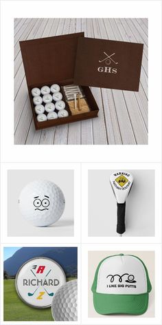 the golf gift box is filled with personalized gifts for golfers and their friends