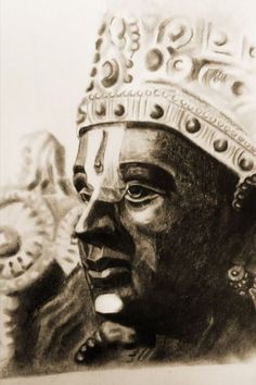 a black and white drawing of a man with a crown on his head holding a clock