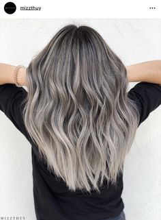 Ashy Brown Hair Balayage Ash Blonde Subtle Ombre, Cold Color Hair, Ash Balayage Short Hair, Ash Grey Balayage Asian, Ash Bayalage, Ashy Grey Balayage, Ash Color Hair, Ash Grey Balayage, Smokey Ash Blonde