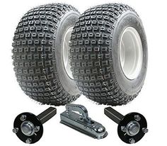 two large tires with wheels on each side and one small wheel attached to the other