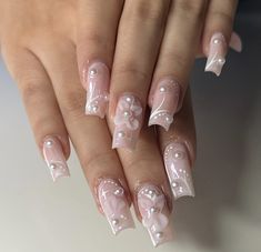 Quinceanera Nails, Classy Nail, Classy Nail Designs, Classy Acrylic Nails, Pearl Nails, Soft Nails, Designs Nail