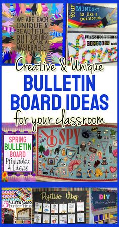 bulletin board with the words creative and unique bulletin board ideas for your classroom on it