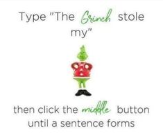 an image of a cartoon character with the words, type the crunch stole my then click the middle button until a sentence forms