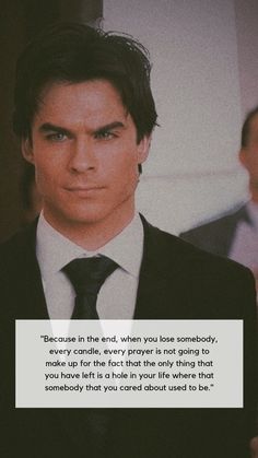 a man in a suit and tie with a quote