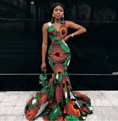 Look your best with our popular mermaid gown. This dress commands a lot of respect and compliments! This set comes with one dress for the woman. Suitable for traditional weddings, naming ceremonies, pre-wedding photoshoot and other traditional gatherings. This is custom made. Please provide accurate measurements for a better fit! Kitenge Dress, Ankara Maxi Dress, Mode Prints, Long African Dresses, African Prom Dresses, Ghanaian Fashion, African Print Clothing, Latest Ankara Styles, African Fashion Ankara