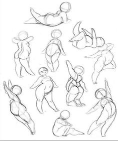 some sketches of people in different poses and body shapes, with one person holding the other hand