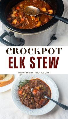 the crockpot elk stew is ready to be eaten