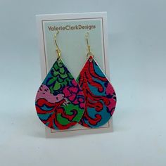 Handmade Vegan Leather Earrings. 2 Inch Teardrop. Double Sided. Lightweight. Hypoallergenic Wires. Trendy Teardrop Earrings For Spring, Spring Trendy Teardrop Earrings, Spring Adjustable Teardrop Earrings, Elegant Multicolor Teardrop Earrings, Casual Multicolor Teardrop Earrings, Spring Gift Teardrop Dangle Earrings, Multicolor Teardrop Casual Jewelry, Trendy Adjustable Teardrop Earrings For Gift, Adjustable Trendy Teardrop Earrings For Gifts