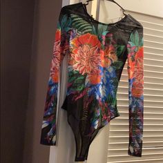 Colorful Mesh Bodysuit Size Small New Never Worn Mesh Bodysuit, Black Blue, Blue Black, Womens Tops, Mesh, Women Shopping, Blue, Black, Color