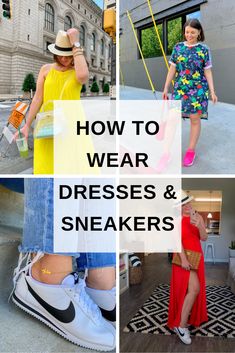 Green Dress Sneakers Outfit, Dress Casual With Sneakers, Dress Snickers Outfit, Tennis With Dress Outfit, Tennis And Dress Outfits, Casual Summer Dress Outfits 2023, Jean Outfit With Sneakers, Skirts To Wear With Sneakers, Boho Dress With Sneakers