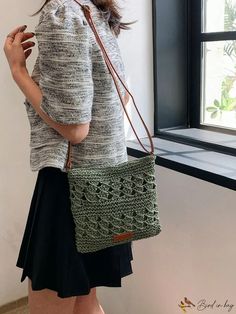 BirdinBag - Stylish Straw Bag with Braided Detail, Hollow Out Design, and Adjustable Strap Casual Woven Satchel Shoulder Bag, Casual Woven Hobo Bag In Pouch Shape, Casual Woven Hobo Pouch Bag, Casual Woven Crossbody Hobo Bag, Casual Handheld Woven Shoulder Bag, Casual Handheld Woven Bag, Casual Crochet Tote Bag For Mobile Phone, Casual Crochet Travel Bag For Mobile Phone, Casual Square Mobile Phone Bag