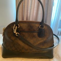 Barely Used Coach Bag! Been Sitting In My Closet Unused In Good Condition Coach Amy Bailey, On-the-go Brown Satchel With Gold-tone Hardware, Brown Satchel With Gold-tone Hardware For On-the-go, Coach Brown Bags For On-the-go, Brown Coach Bags For On-the-go, Coach Handheld Bag With Zipper Closure, Brown Satchel With Gold-tone Hardware For Errands, On-the-go Brown Coach Bags, Handheld Coach Bags With Zipper Closure