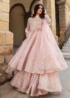 Pakistani Frocks, Wedding Frocks, Striped Tops, Tiered Dresses, Pakistani Wedding Dress, Lehenga Style, Elegant Attire