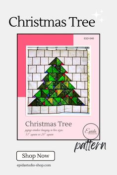 the christmas tree pattern is shown in green and pink, as well as an image of a