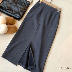 Lasaky - Dual-Wear Knee-Length Straight Skirt with Hip-Hugging Design and Thick Material for Winter with Long Side Slit Vacation Skirts, Midi Skirt Casual, Skirts Midi High Waisted, Wrap Around Skirt, Elegant Skirt, Straight Skirt, Body Con Skirt, Types Of Skirts, Olivia Mark