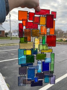 Stained Glass Rainbow Blocks Chakra Rainbow - Etsy Mobile Suncatcher, Stained Glass Abstract, Stained Glass Rainbow, Stain Glass Window Art, Rainbow Blocks, Modern Stained Glass, Glass Window Art, Panels Wall, Stained Glass Diy