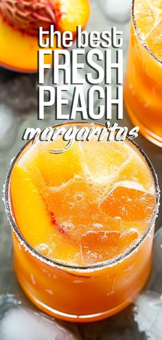 the best fresh peach margaritas are served in glasses