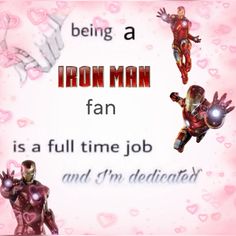 an iron man fan is in front of hearts