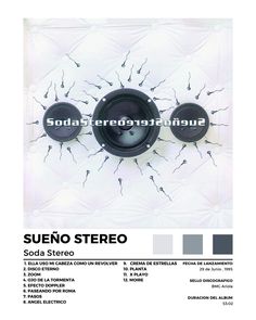 an advertisement for the sound system with speakers and wires on it's side, in spanish