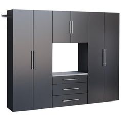 an image of a black wardrobe with drawers