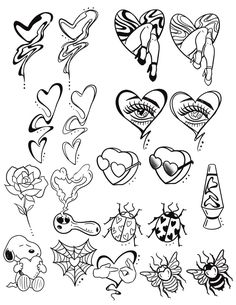 Tattoo Flash For Valentines Day 2024 By Funk Tha World. We like it. Funky hearts for every valentine. These are cute images Funk created for the upcoming Valentines Day tattoo & body piercing special this Valentine's day. Call 404-973-7828 or stop by for a free consultation. Walk-Ins are welcome. #FunkThaWorld #blacktattooartist #blackbusiness #atlantatattooartist #tattoodesign #tattooartist #tattooshop #atlantatattooshop #georgiatattooartist #tattooflash #tinytattoo #smalltatoo Kawaii Tattoo Flash, Simple Flash Tattoo, Valentines Day Tattoo, Harry Styles Dibujo, Atlanta Tattoo, Simple Tattoo Ideas, Fine Line Tattoo Ideas, Women Tattoo Ideas, Line Tattoo Ideas