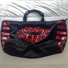 Size Is 26x16 Very Roomy Tote Bag Brand New Weekend Bag, Victoria Secrets, Bag Brand, Weekender Bag, Womens Tote Bags, Victoria Secret, Victoria Secret Pink, Black Red, Pink Ladies