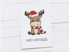 Merry Christmoose Cards, Christmas Congratulations Cards, Cute Diy Christmas Cards For Friends, Envelope Design Christmas, Christmas Cards Cute Drawing, Cute Christmas Card Ideas Diy, Cute Xmas Cards, Cute Christmas Cards Ideas, Diy Christmas Cards Drawing