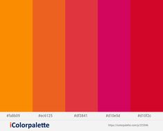 the color palette is very colorful and it looks like an orange, red, pink, yellow