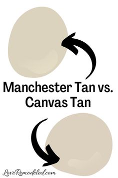 two circles with the words manchester tan vs canvas tan and an arrow pointing to each other