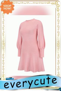 Pink Knit Slim Fit Long Sleeve Sweater Dress Winter Ribbed A-line Sweater Dress, Spring Ribbed A-line Sweater Dress, Winter A-line Ribbed Sweater Dress, Soft Knit Dresses For Fall, Soft Knit Fall Dresses, Chic Stretch Textured Knit Sweater Dress, Knitted Knee-length Sweater Dress For Fall, Pink Ribbed Sweater Dress For Winter, Pink Ribbed Long Sleeve Sweater Dress