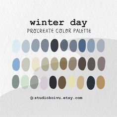 an image of a white background with different color palettes on it and the words winter day