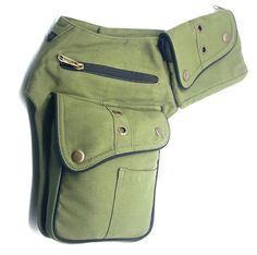 Cotton Belt Bag With Pockets For Everyday Use, Multifunctional Rectangular Belt Bag With Pockets, Green Travel Pouch With Pockets, Green Rectangular Bag With Side Pockets, Green Belt Bag With Pockets For Daily Use, Daily Use Khaki Belt Bag With Pockets, Khaki Belt Bag With Pockets For Daily Use, Practical Belt Bag With Zipper Pocket, Practical Rectangular Belt Bag With Zipper Pocket