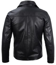 Black Shirt Collar Cowhide Jacket
This leather jacket is the best of both worlds. It has a classic look and feel, but with a sleek and modern approach to it. From casual looks to business suits, this black shirt collar jacket will work across any situation. It is made from premium-quality cowhide that provides comfort and style so you can be sure it’ll stand up to any weather thrown its way. The collar adds a layer of protection if needed and the two outside slanted pockets are easy to reach while keeping your belongings safe. Black Collared Blazer For Business, Classic Long Sleeve Solid Biker Jacket, Classic Long Sleeve Solid Color Biker Jacket, Office Black Leather Biker Jacket, Black Collared Leather Biker Jacket, Black Leather Collared Biker Jacket, Classic Biker Jacket With Padded Collar For Work, Collared Leather Jacket For Business In Fall, Business Collared Leather Jacket For Fall