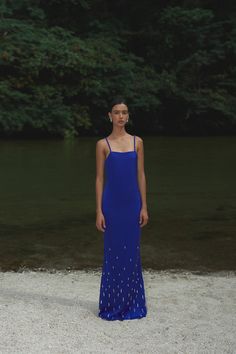 Cale Maxi Dress in Blue - High Summer 24 Colorful Two Piece Set, Black Tie Wedding Guest Dress Blue, Purple Flowy Maxi Dress, Wedding Guest Dresscode, Outdoor Wedding Guest Dress, Summer Wedding Dress Guest, Evening Gowns Blue, Black Tie Wedding Guest Dress Summer, Royal Blue Prom Dress Long