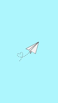 a paper airplane flying through the sky with an arrow in it's tail and writing on its side