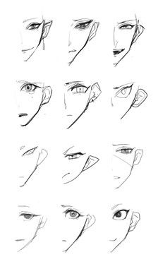 an image of various facial expressions drawn by someone's eyes and eyebrows, including the upper half of their face