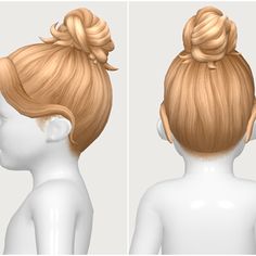 three different views of a woman's head with hair in the top and bottom