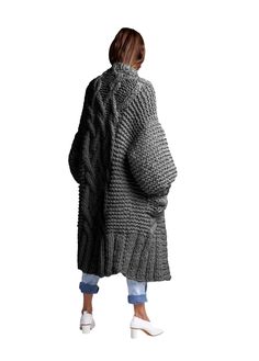 LIMITED TIME SALE ON SELECT COLORS ONLY Loopy Mango - Rockstar Coat Soft 100% merino wool Hand Knit in U.S.A. Care: dry clean recommended. One size Measurements: size: chest (seam to seam) - 25’’ (63.5 cm), length - 36’’ (91 cm) No refunds or exchanges are accepted on this item. ALL SALES ARE FINAL. Since this is a long knitted garment expect it to grow due to its weight at least a few inches with wear. To prevent stretching never hang knitted garments - always store them folded. Loopy Mango, Clearance Sale, Stretching, Hand Knitting, Limited Time, Merino Wool, Mango, Dry Clean, The Selection