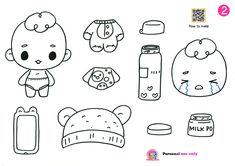 a drawing of various items that are in the shape of a teddy bear and other things