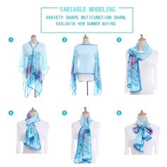 This multi-functional lightweight scarf is a must-have item for unstable weather in spring or autumn, which you can carry everywhere. The clever design lets you wear it in different styles, and the material is soft and comfy. Thus, wearing it every day will never get boring. Order now and get one for yourself, your friend, or your family. Surprise your beloved with this fabulous stylish shawl. Scarves Type: Scarf, ShawlMaterial: ChiffonPattern Type: PrintFeature: MultifunctionRelease Date: Sprin Trendy Blue Scarf For The Beach, Casual Blue Silk Scarf For Beach, Casual Blue Silk Scarf For The Beach, Casual One Size Silk Scarf For Beach, Scarf Cardigan, Chiffon Shawl, Types Of Buttons, Women Cargos, Lightweight Scarf