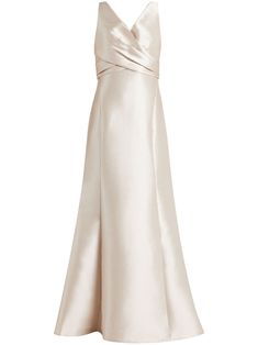 light beige satin weave concealed rear zip fastening V-neck sleeveless draped detailing V-back oversize bow detail mermaid silhouette floor-length Wardrobe Edit, Yoko London, Mermaid Silhouette, Satin Gown, Demi Fine Jewelry, Boots Fall, Exclusive Fashion, Lady Dior, Bow Detail