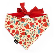 a bandana with strawberries and cherries on it