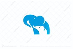 an elephant and its baby logo for sale