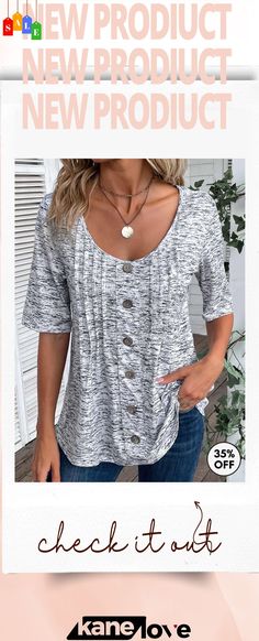 Plus Size Grey Button Half Sleeve T Shirt Chic Plus Size, Elevate Your Style, Body Size, Half Sleeve, Body Measurements, Women's Style, Half Sleeves, Plus Size Fashion, Your Style