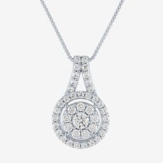 Features: Certified Diamonds, Quick ShipDiamond Clarity: Si1-I1Jewelry Closure: Spring Ring ClaspSetting: ProngStone Cut: RoundDiamond Color: G-IMetal Color: WhiteChain Length: 18 InchPendant Length: 19mmPendant Width: 10.5mmRounded Carat Weight: 3/4 Ct. T.w.Chain Construction: BoxCare: Wipe CleanStone Type: 41 Lab Grown DiamondAuthenticity: Lab Grown DiamondBirthstone: April BirthstoneMetal: 10k White GoldNecklace Type: Pendant Necklaces, Halo Necklaces, Multi-Diamond NecklacesCountry of Origin White Diamond Necklace With Round Pendant Accents, White Diamond Pendant Necklace With Halo Setting, White Diamond Cut Pendant Necklace, Classic White Diamond Pendant Necklace, Classic White Diamond Round Necklace, White Round Diamond Necklace With Accents, Classic White Round Diamond Necklace, White Diamond Cut Pendant Jewelry, White Diamond Accent Pendant Necklace