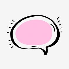 a black and pink speech bubble on a white background